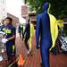 Michigan fans show off their skin tight blue and yellow suits as they leave a live broadcast of ESPN Game Day at Ingalls Mall on Saturday morning. Melanie Maxwell I AnnArbor.com